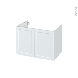 Meuble de salle de bains - Sous vasque - LUPI Blanc - 2 portes - Côtés décors - L80 x H57 x P50 cm