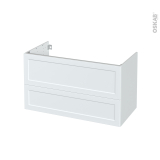 Meuble de salle de bains - Sous vasque - LUPI Blanc - 2 tiroirs - Côtés décors - L100 x H57 x P50 cm