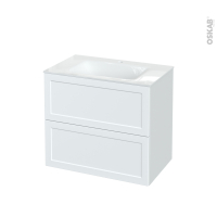 Meuble de salle de bains - Plan vasque VALA - LUPI Blanc - 2 tiroirs - Côtés décors - L80.5 x H71.2 x P50.5 cm