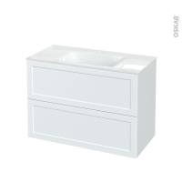 Meuble de salle de bains - Plan vasque VALA - LUPI Blanc - 2 tiroirs - Côtés décors - L100,5 x H71,2 x P50,5 cm