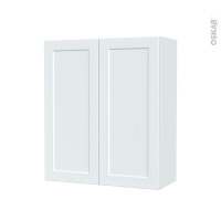 Armoire de salle de bains - Rangement haut - LUPI Blanc - 2 portes - Côtés blancs - L60 x H70 x P27 cm