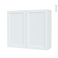 Armoire de salle de bains - Rangement haut - LUPI Blanc - 2 portes - Côtés blancs - L80 x H70 x P27 cm