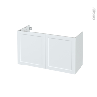 Meuble de salle de bains - Sous vasque - LUPI Blanc - 2 portes - Côtés décors - L100 x H57 x P40 cm