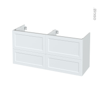 Meuble de salle de bains - Sous vasque double - LUPI Blanc - 4 tiroirs - Côtés décors - L120 x H57 x P40 cm