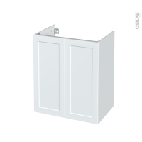 Meuble de salle de bains - Sous vasque - LUPI Blanc - 2 portes - Côtés décors - L60 x H70 x P40 cm