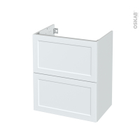 Meuble de salle de bains - Sous vasque - LUPI Blanc - 2 tiroirs - Côtés décors - L60 x H70 x P40 cm