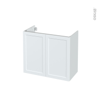 Meuble de salle de bains - Sous vasque - LUPI Blanc - 2 portes - Côtés décors - L80 x H70 x P40 cm