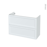 Meuble de salle de bains - Sous vasque - LUPI Blanc - 2 tiroirs - Côtés décors - L100 x H70 x P40 cm