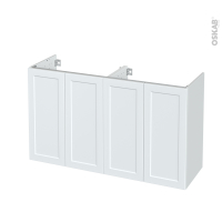Meuble de salle de bains - Sous vasque double - LUPI Blanc - 4 portes - Côtés décors - L120 x H70 x P40 cm