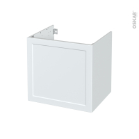 Meuble de salle de bains - Sous vasque - LUPI Blanc - 1 porte - Côtés décors - L60 x H57 x P50 cm