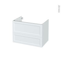Meuble de salle de bains - Sous vasque - LUPI Blanc - 2 tiroirs - Côtés décors - L80 x H57 x P50 cm