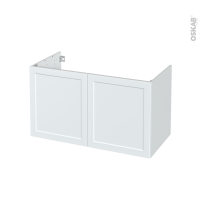 Meuble de salle de bains - Sous vasque - LUPI Blanc - 2 portes - Côtés décors - L100 x H57 x P50 cm