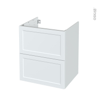 Meuble de salle de bains - Sous vasque - LUPI Blanc - 2 tiroirs - Côtés décors - L60 x H70 x P50 cm