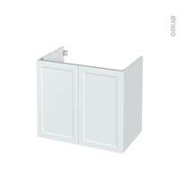 Meuble de salle de bains - Sous vasque - LUPI Blanc - 2 portes - Côtés décors - L80 x H70 x P50 cm