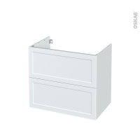 Meuble de salle de bains - Sous vasque - LUPI Blanc - 2 tiroirs - Côtés décors - L80 x H70 x P50 cm