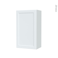 Armoire de salle de bains - Rangement haut - LUPI Blanc - 1 porte - Côtés décors - L40 x H70 x P27 cm