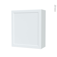 Armoire de salle de bains - Rangement haut - LUPI Blanc - 1 porte - Côtés décors - L60 x H70 x P27 cm