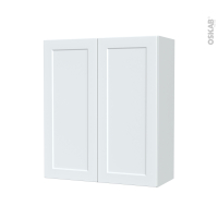 Armoire de salle de bains - Rangement haut - LUPI Blanc - 2 portes - Côtés décors - L60 x H70 x P27 cm