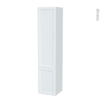 Colonne de salle de bains - 2 portes - LUPI Blanc - Côtés décors - Version B - L40 x H182 x P40 cm
