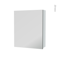Armoire de toilette - Rangement haut - LUPI Blanc - 1 porte miroir - Côtés décors - L60 x H70 x P17 cm