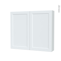 Armoire de toilette - Rangement haut - LUPI Blanc - 2 portes - Côtés décors - L80 x H70 x P17 cm
