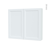 Armoire de toilette - Rangement haut - LUPI Blanc - 2 portes - Côtés blancs - L80 x H70 x P17 cm