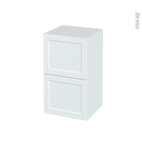 Meuble de salle de bains - Rangement bas - LUPI Blanc - 2 tiroirs - L40 x H70 x P37 cm