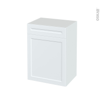 Meuble de salle de bains - Rangement bas - LUPI Blanc - 1 porte 1 tiroir - L50 x H70 x P37 cm