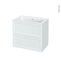 Meuble de salle de bains - Plan vasque NAJA - LUPI Blanc - 2 tiroirs - Côtés décors - L80.5 x H71.5 x P50.5 cm