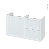 Meuble de salle de bains - Sous vasque - LUPI Blanc - 2 portes 2 tiroirs - Côtés décors - Version A - L120 x H70 x P40 cm