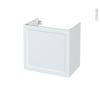 Meuble de salle de bains - Sous vasque - LUPI Blanc - 1 porte - Côtés décors - L60 x H57 x P40 cm