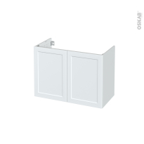 Meuble de salle de bains - Sous vasque - LUPI Blanc - 2 portes - Côtés décors - L80 x H57 x P40 cm