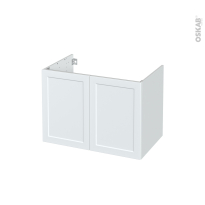 Meuble de salle de bains - Sous vasque - LUPI Blanc - 2 portes - Côtés décors - L80 x H57 x P50 cm