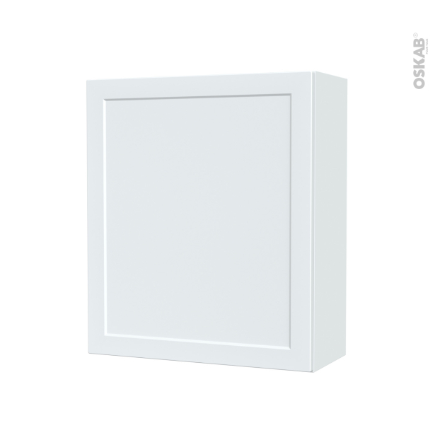 Armoire de salle de bains Rangement haut <br />LUPI Blanc, 1 porte, Côtés blancs, L60 x H70 x P27 cm 