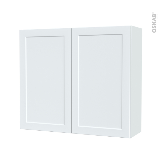 Armoire de salle de bains Rangement haut <br />LUPI Blanc, 2 portes, Côtés blancs, L80 x H70 x P27 cm 