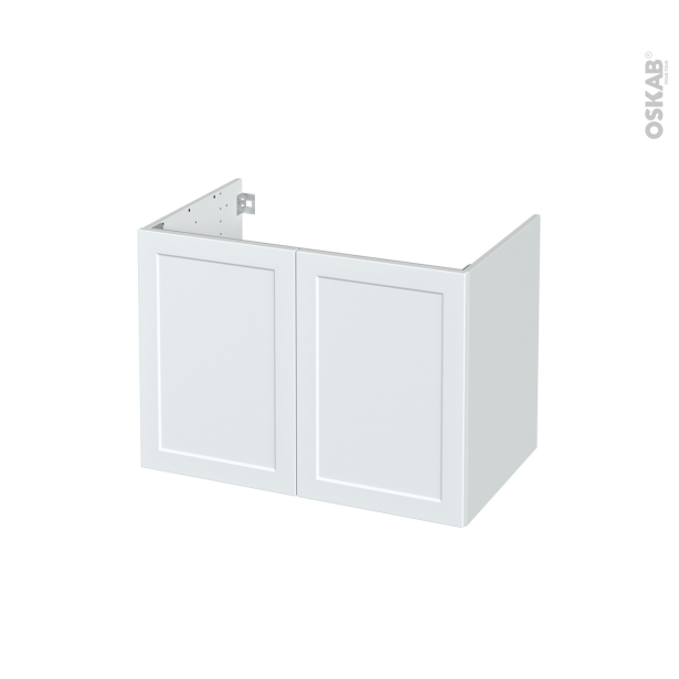 Meuble de salle de bains Sous vasque <br />LUPI Blanc, 2 portes, Côtés décors, L80 x H57 x P50 cm 