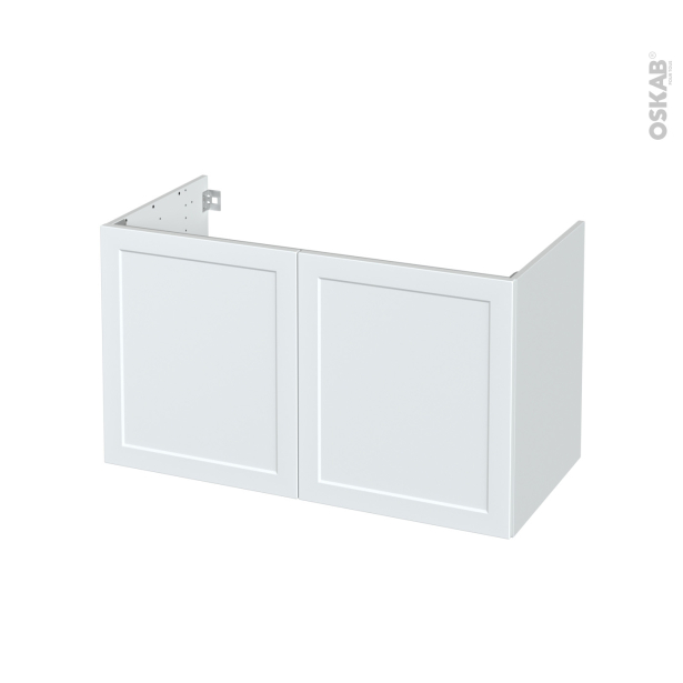 Meuble de salle de bains Sous vasque <br />LUPI Blanc, 2 portes, Côtés décors, L100 x H57 x P50 cm 