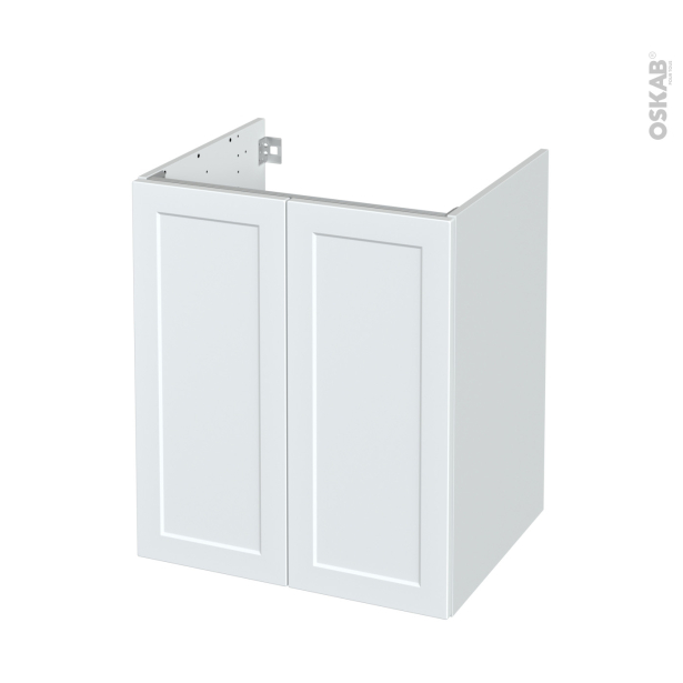 Meuble de salle de bains Sous vasque <br />LUPI Blanc, 2 portes, Côtés décors, L60 x H70 x P50 cm 