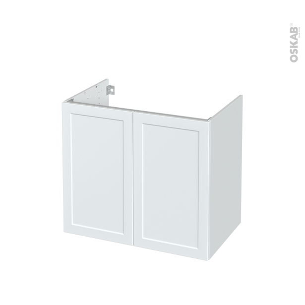 Meuble de salle de bains Sous vasque <br />LUPI Blanc, 2 portes, Côtés décors, L80 x H70 x P50 cm 