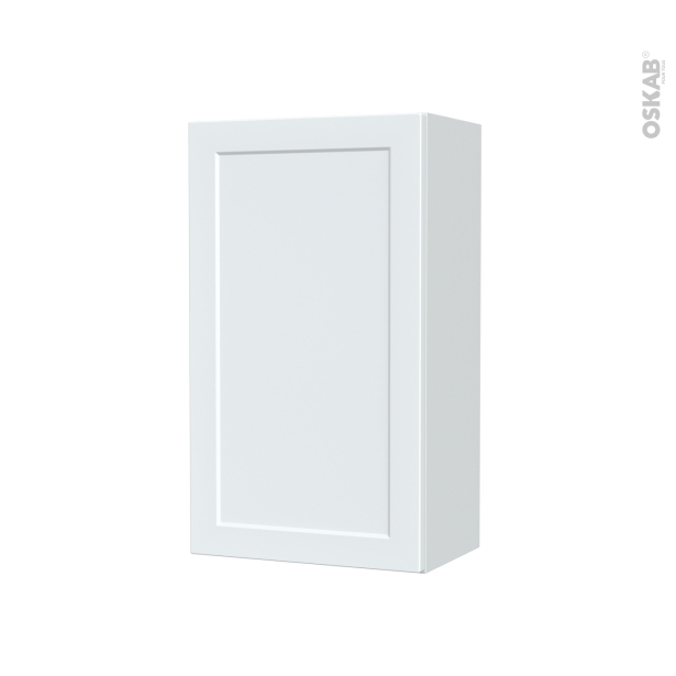 Armoire de salle de bains Rangement haut <br />LUPI Blanc, 1 porte, Côtés décors, L40 x H70 x P27 cm 