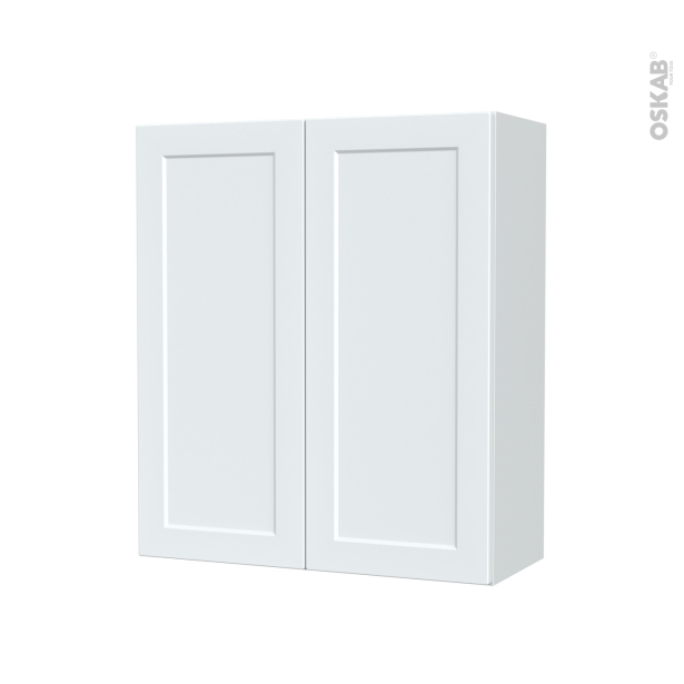 Armoire de salle de bains Rangement haut <br />LUPI Blanc, 2 portes, Côtés décors, L60 x H70 x P27 cm 