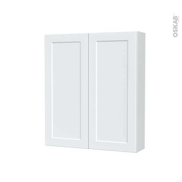 Armoire de toilette Rangement haut <br />LUPI Blanc, 2 portes, Côtés décors, L60 x H70 x P17 cm 