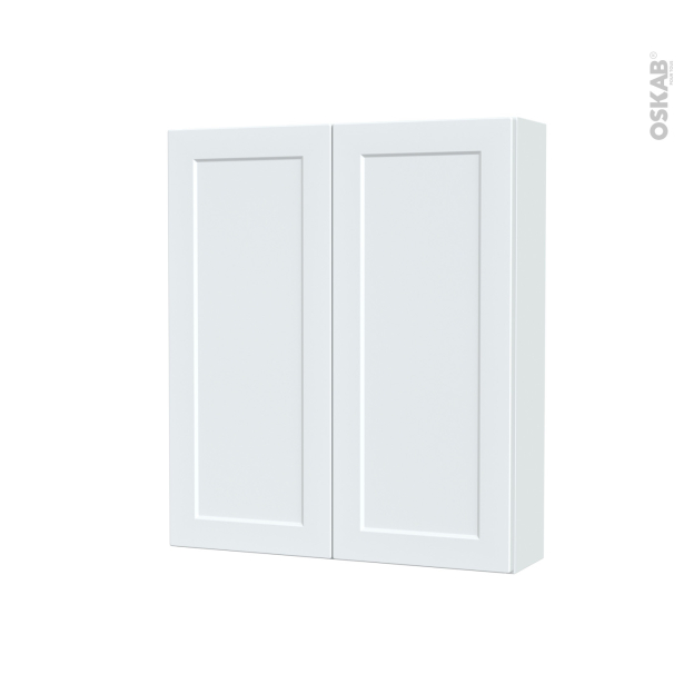 Armoire de toilette Rangement haut <br />LUPI Blanc, 2 portes, Côtés blancs, L60 x H70 x P17 cm 