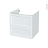 #Meuble de salle de bains Sous vasque <br />LUPI Blanc, 2 tiroirs, Côtés décors, L60 x H57 x P50 cm 