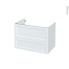 #Meuble de salle de bains Sous vasque <br />LUPI Blanc, 2 tiroirs, Côtés décors, L80 x H57 x P50 cm 