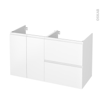 Meuble de salle de bains - Sous vasque - IPOMA Blanc mat - 2 portes 2 tiroirs - Côtés décors - L120 x H70 x P50 cm