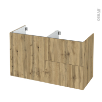 Meuble de salle de bains - Sous vasque - OKA Chêne - 2 portes 2 tiroirs - Côtés décors - L120 x H70 x P50 cm