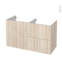 Meuble de salle de bains - Sous vasque - IKORO Chêne clair - 2 portes 2 tiroirs - Côtés décors - L120 x H70 x P50 cm