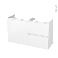 Meuble SDB - Sous vasque - IPOMA Blanc mat - 2P2T - Côtés décors - L120 x H70 x P40 cm