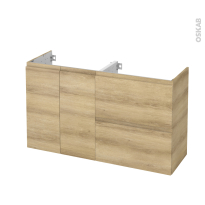 Meuble de salle de bains - Sous vasque - IPOMA Chêne naturel - 2 portes 2 tiroirs - Côtés décors - L120 x H70 x P40 cm